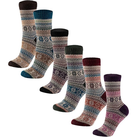 6 Pairs Christmas Warm Wool Socks for Women Holiday Thick Knit Socks Cozy & Warm - Picture 6 of 6